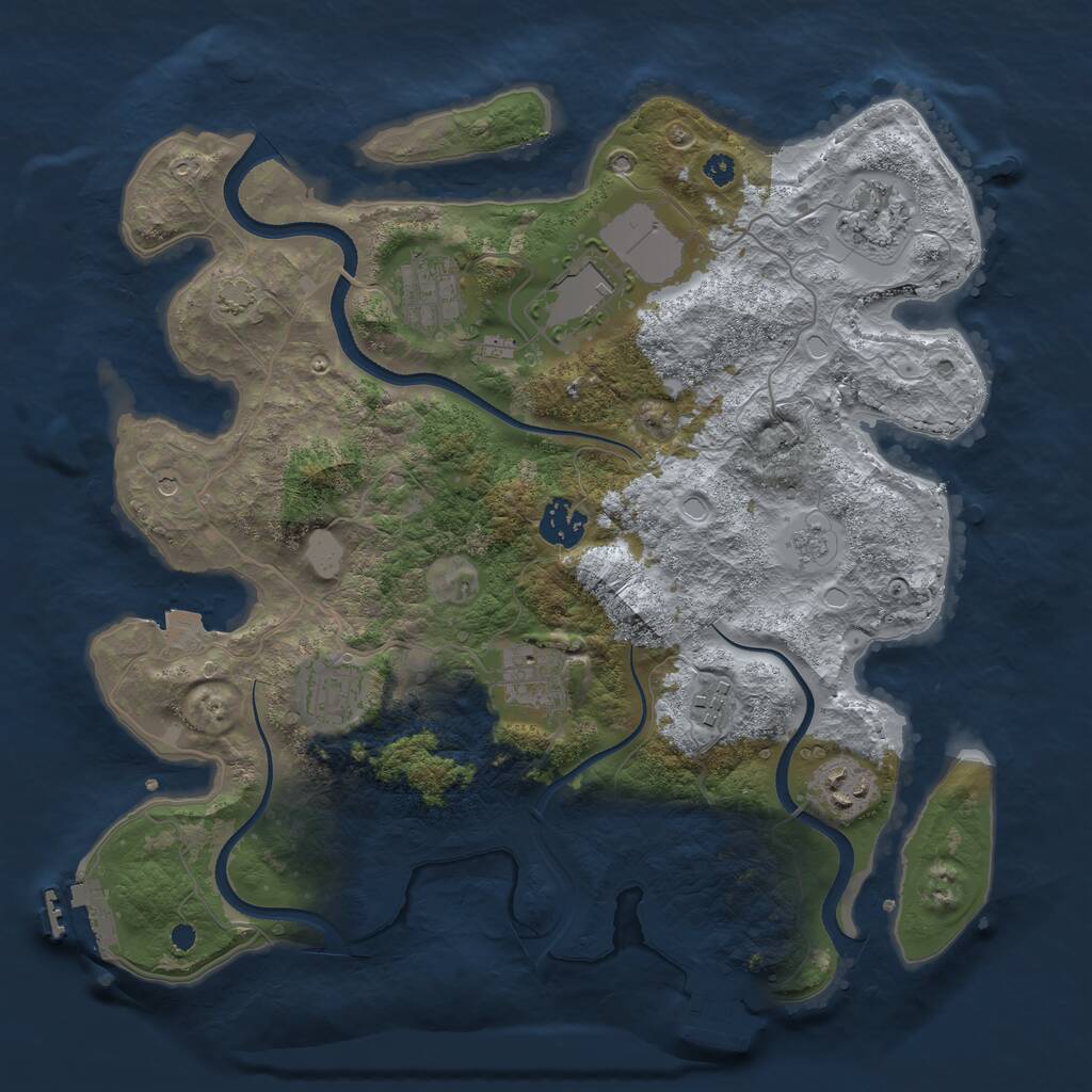 Rust Map: Procedural Map, Size: 3500, Seed: 1660753290, 14 Monuments