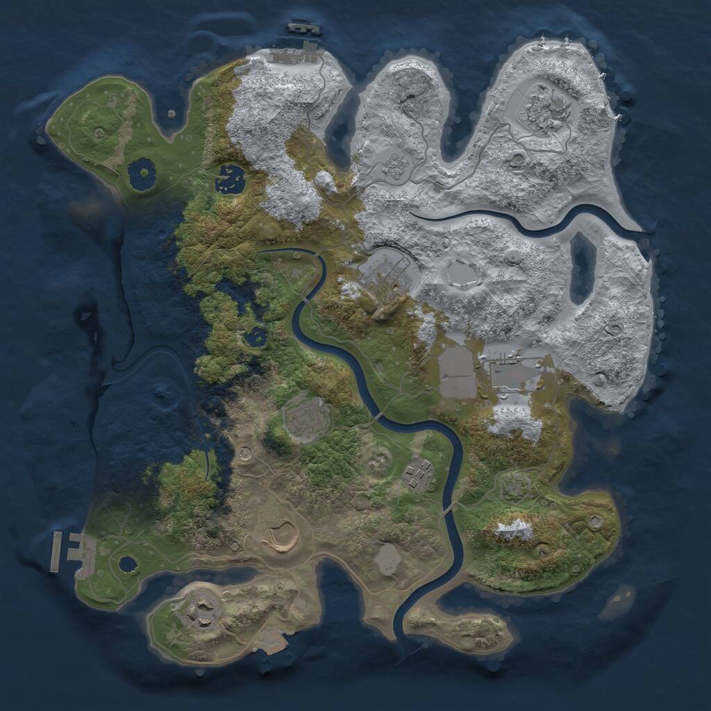 Rust Map: Procedural Map, Size: 3500, Seed: 9321311, 14 Monuments