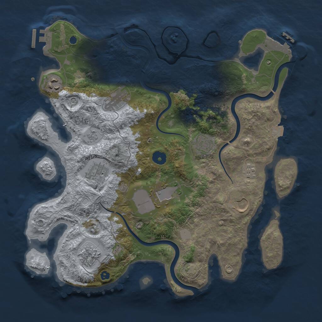 Rust Map: Procedural Map, Size: 3500, Seed: 842633405, 14 Monuments