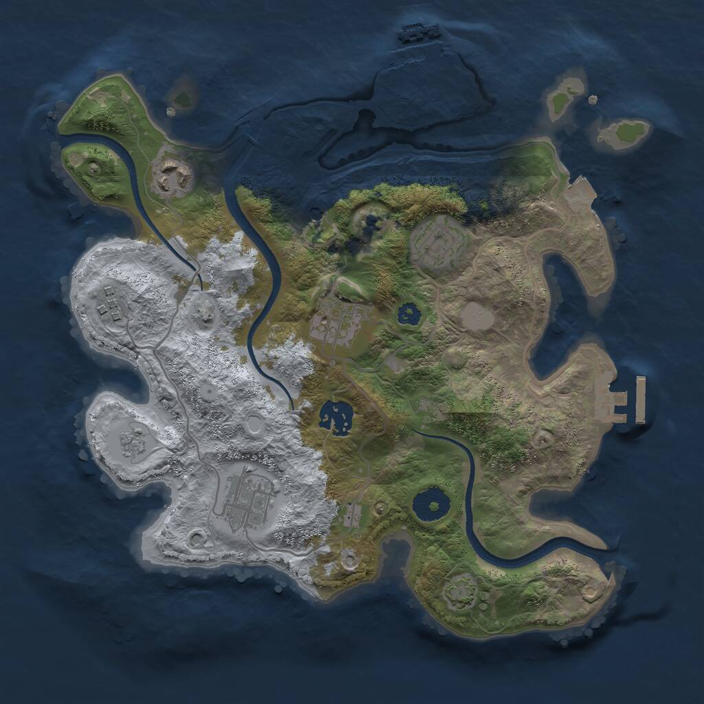 Rust Map: Procedural Map, Size: 3000, Seed: 153456789, 12 Monuments