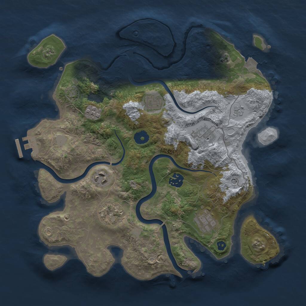 Rust Map: Procedural Map, Size: 3250, Seed: 626835374, 12 Monuments