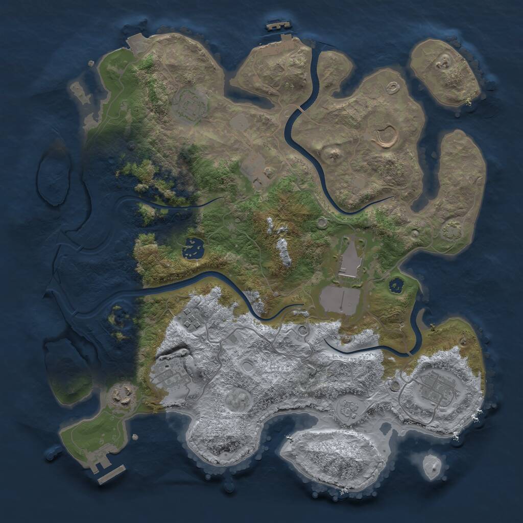 Rust Map: Procedural Map, Size: 3500, Seed: 4756, 15 Monuments