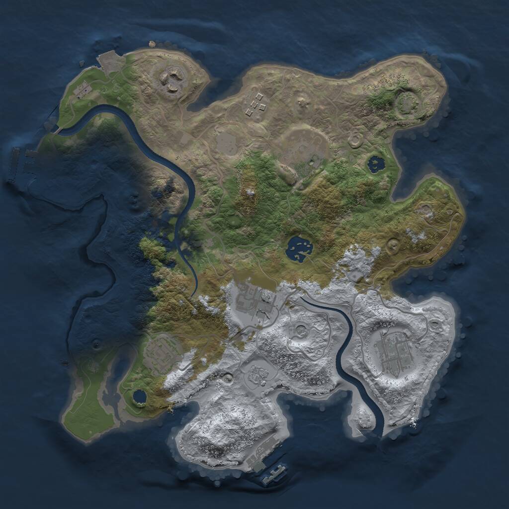 Rust Map: Procedural Map, Size: 3000, Seed: 19082342, 13 Monuments
