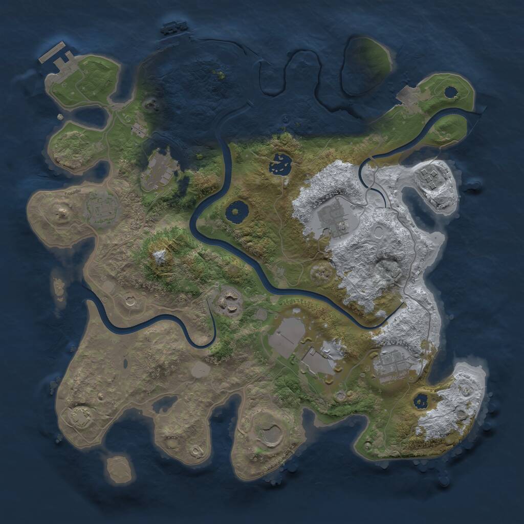 Rust Map: Procedural Map, Size: 3500, Seed: 7712345, 14 Monuments
