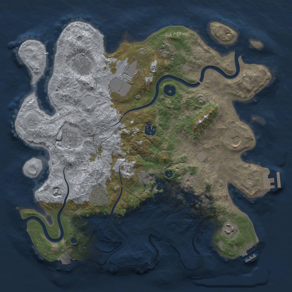 Rust Map: Procedural Map, Size: 3750, Seed: 298741, 16 Monuments