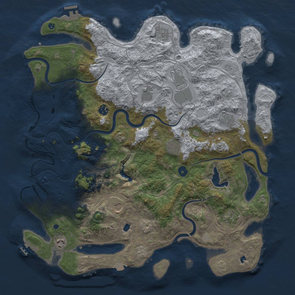 Rust Map: Procedural Map, Size: 4500, Seed: 7033024, 16 Monuments