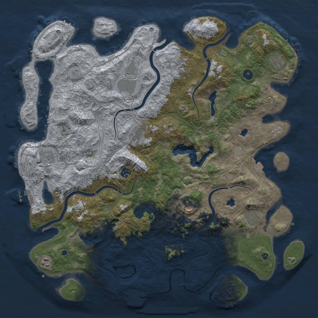 Rust Map: Procedural Map, Size: 4800, Seed: 2129585694, 16 Monuments