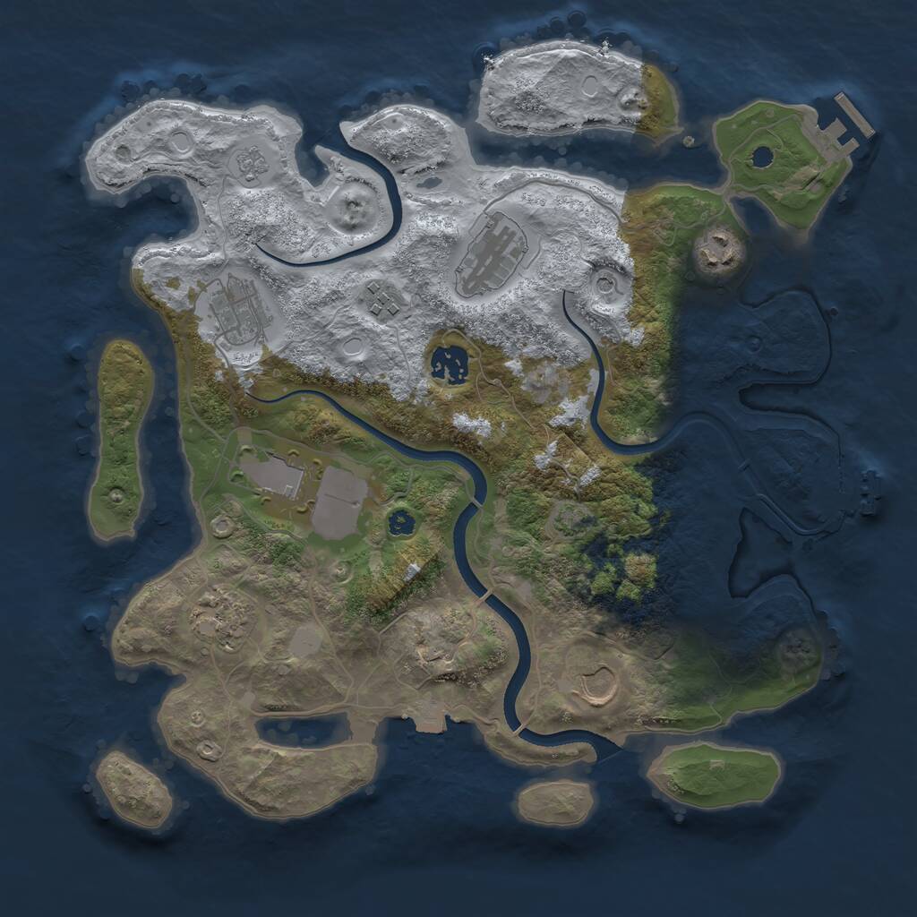 Rust Map: Procedural Map, Size: 3500, Seed: 552845868, 14 Monuments