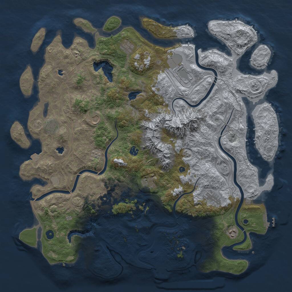 Rust Map: Procedural Map, Size: 5000, Seed: 51426, 16 Monuments