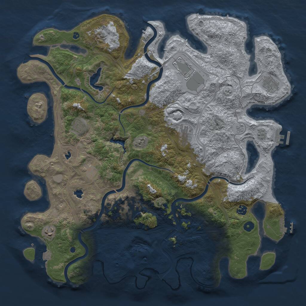 Rust Map: Procedural Map, Size: 4500, Seed: 673691068, 16 Monuments