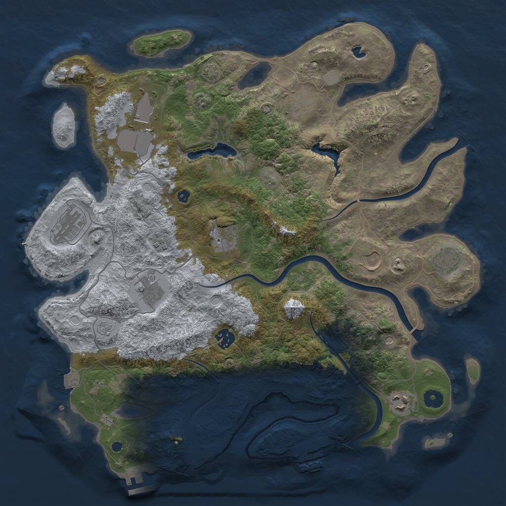 Rust Map: Procedural Map, Size: 4000, Seed: 1030187361, 16 Monuments