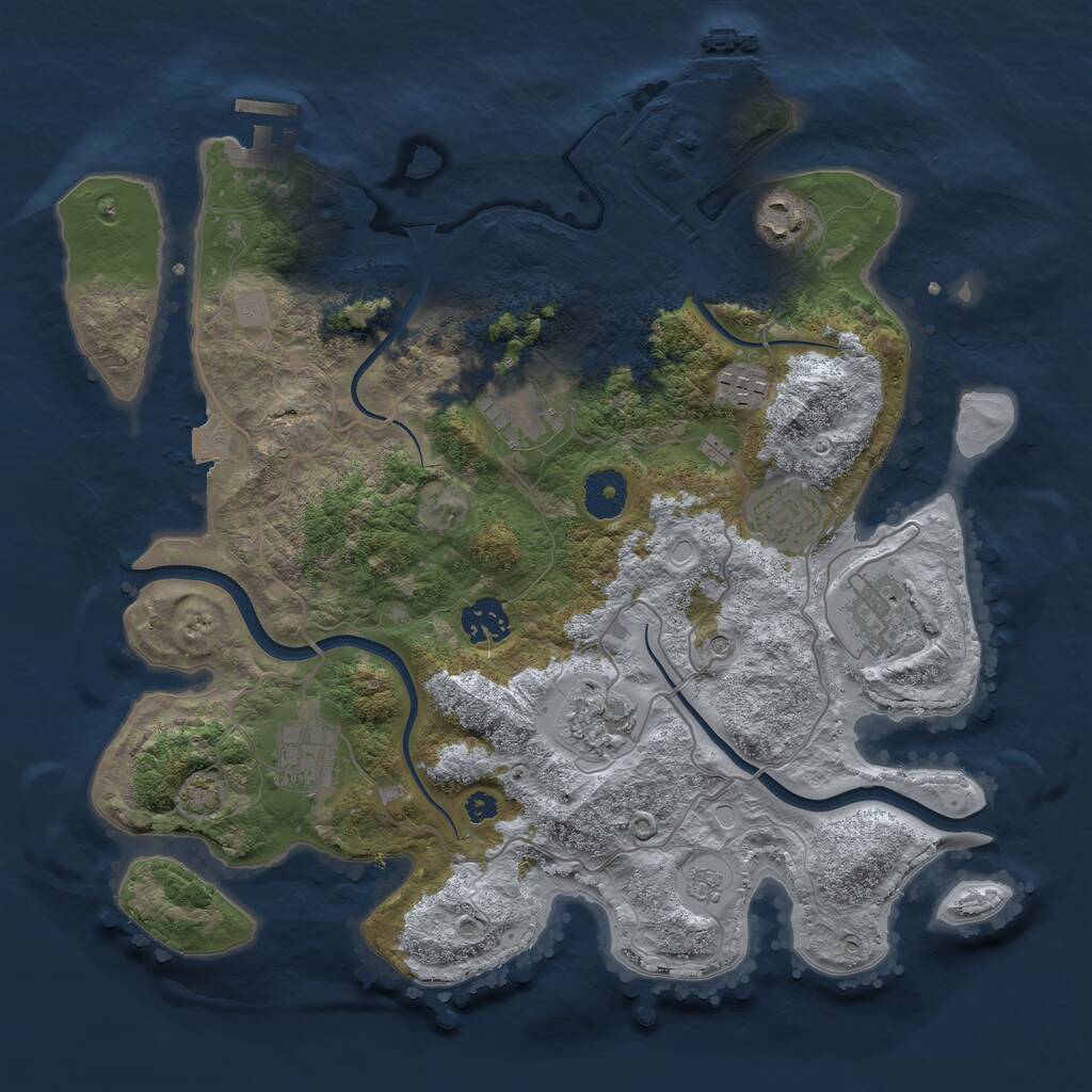 Rust Map: Procedural Map, Size: 3500, Seed: 1323818652, 14 Monuments