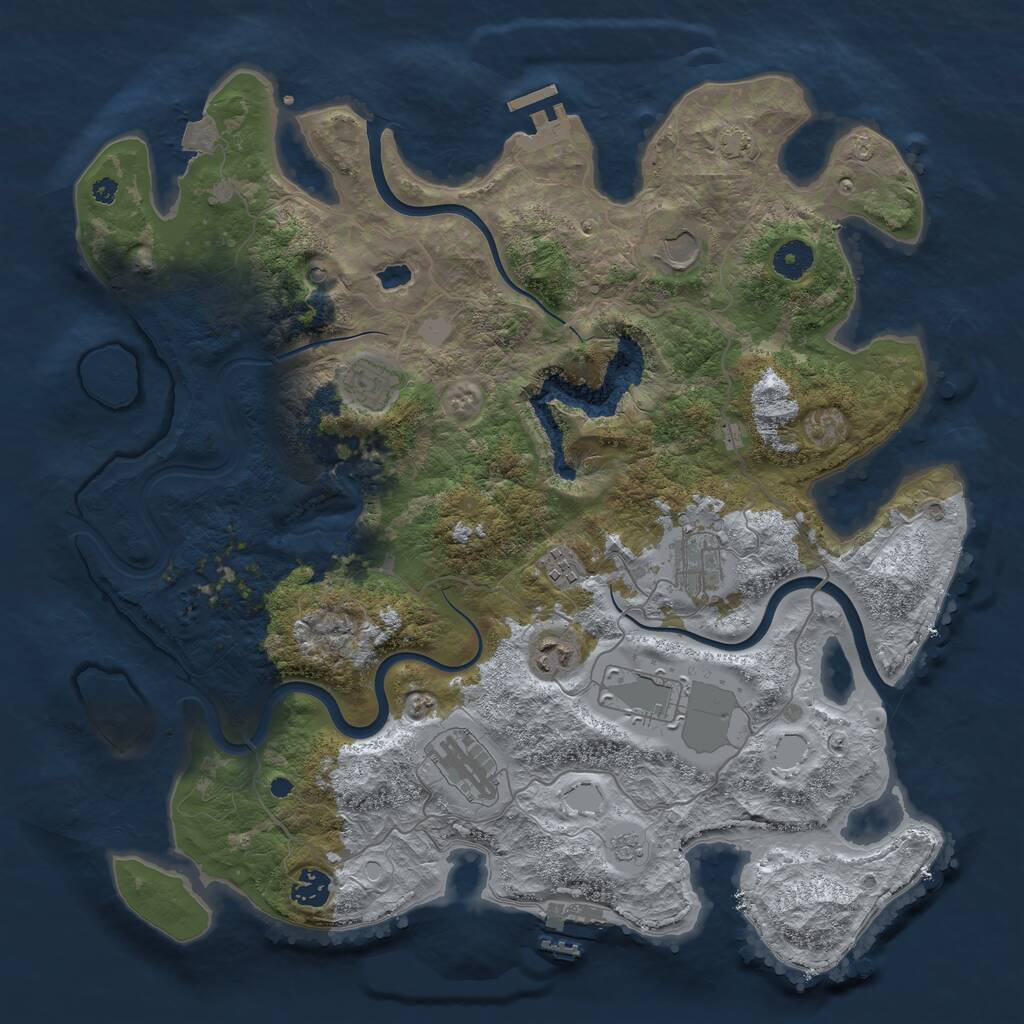 Rust Map: Procedural Map, Size: 4000, Seed: 49281, 14 Monuments