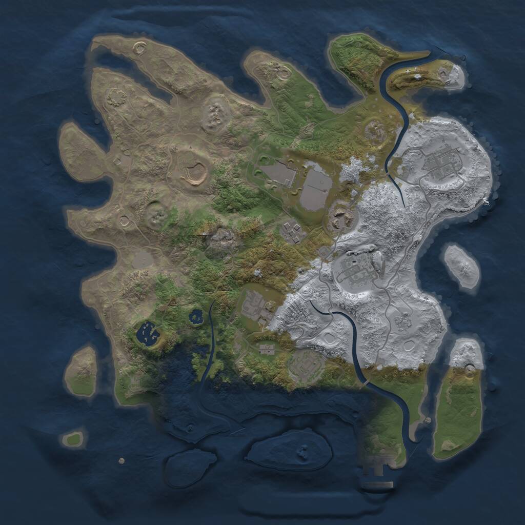 Rust Map: Procedural Map, Size: 3500, Seed: 761862097, 14 Monuments