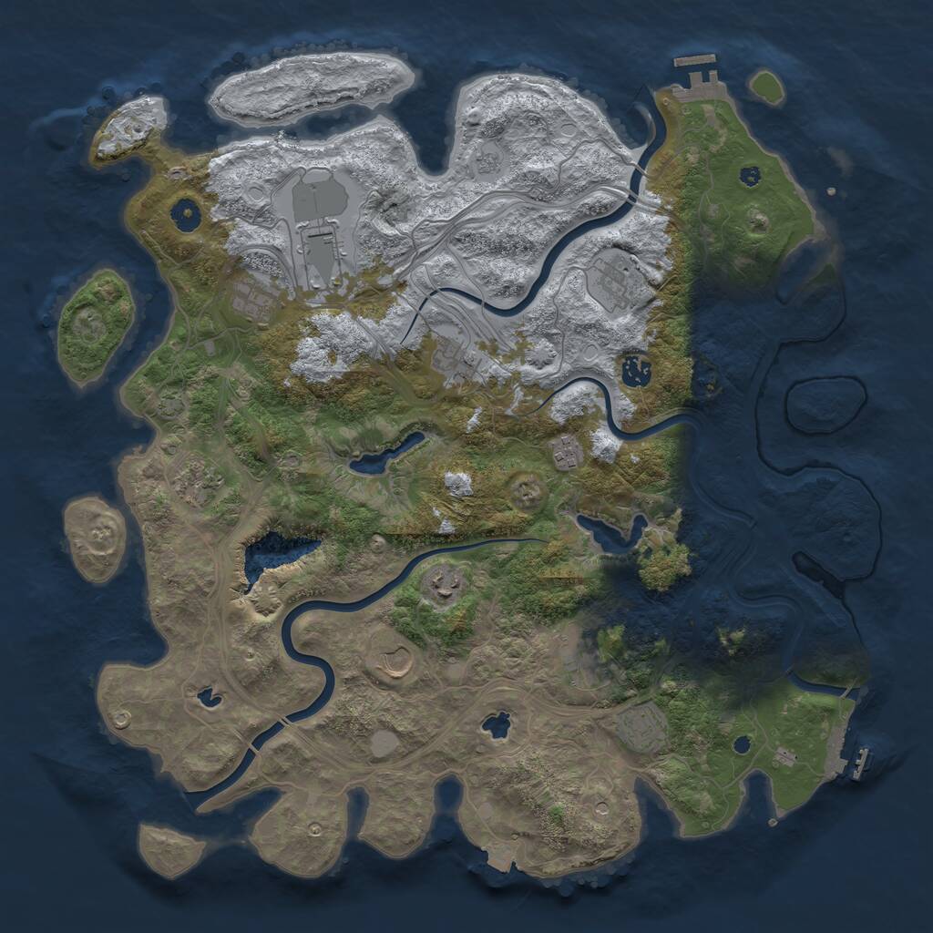 Rust Map: Procedural Map, Size: 4500, Seed: 1661857, 17 Monuments