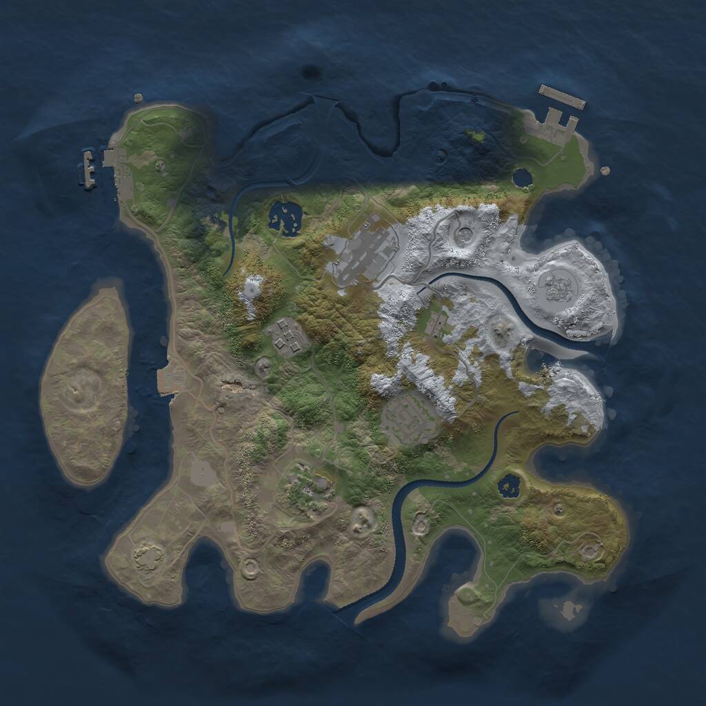 Rust Map: Procedural Map, Size: 3000, Seed: 1251941475, 11 Monuments