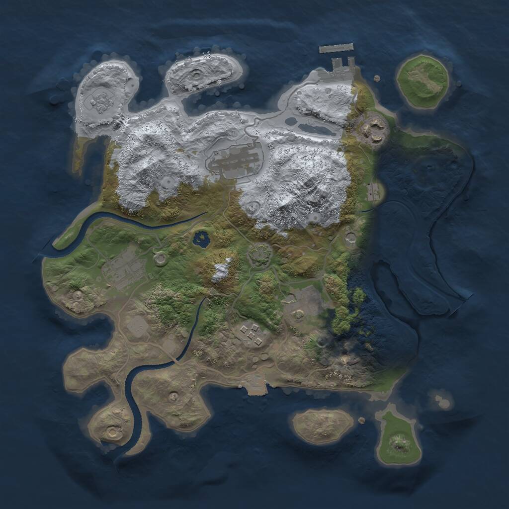 Rust Map: Procedural Map, Size: 3000, Seed: 145605690, 10 Monuments