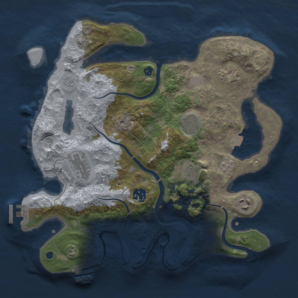 Rust Map: Procedural Map, Size: 3250, Seed: 597845, 13 Monuments