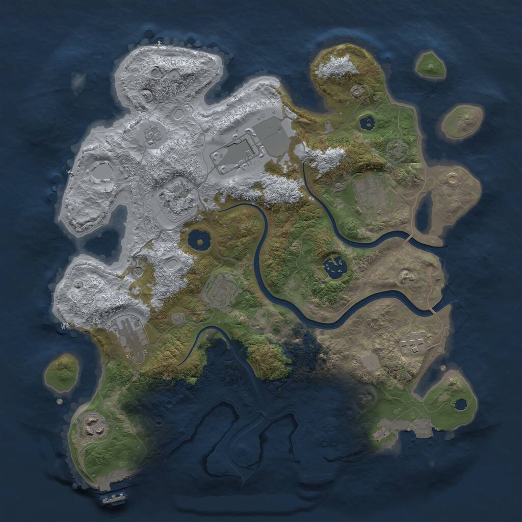 Rust Map: Procedural Map, Size: 3500, Seed: 2031645717, 14 Monuments