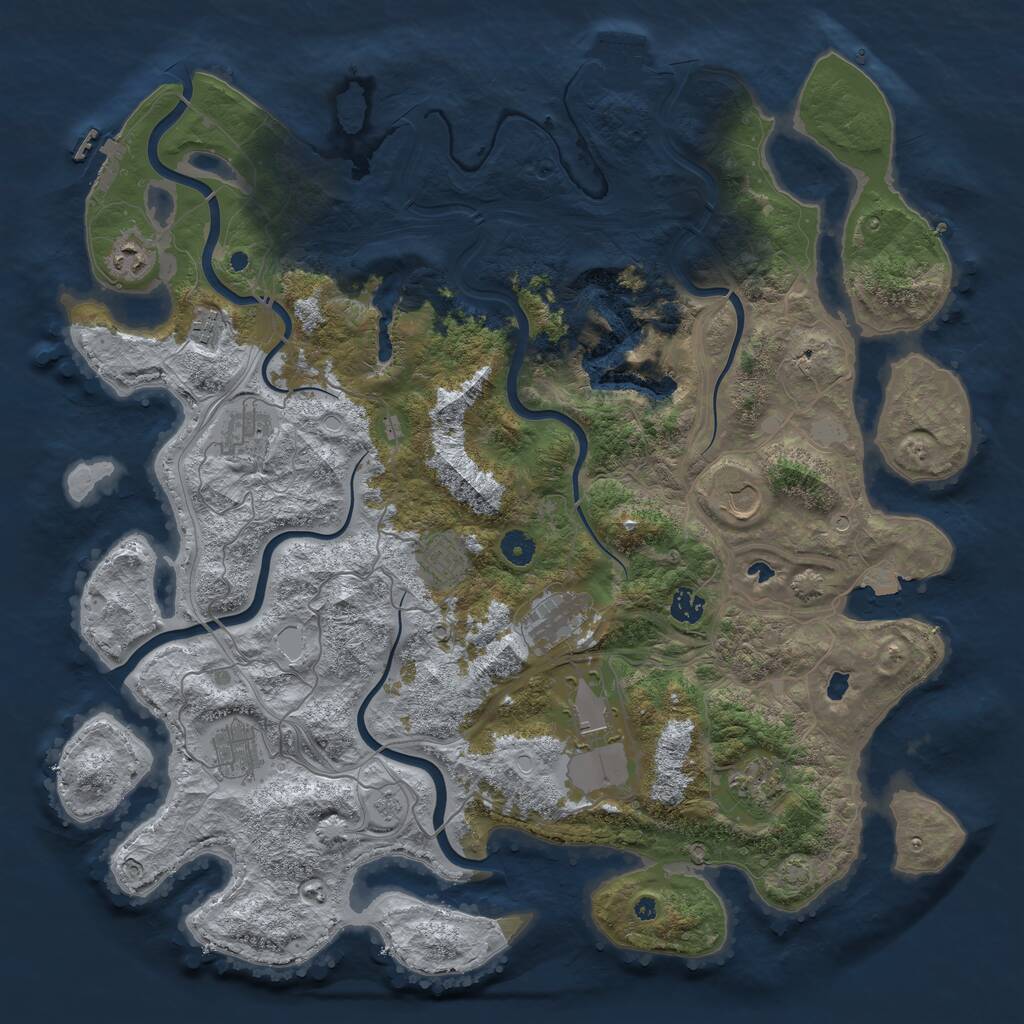 Rust Map: Procedural Map, Size: 4500, Seed: 23498674, 16 Monuments