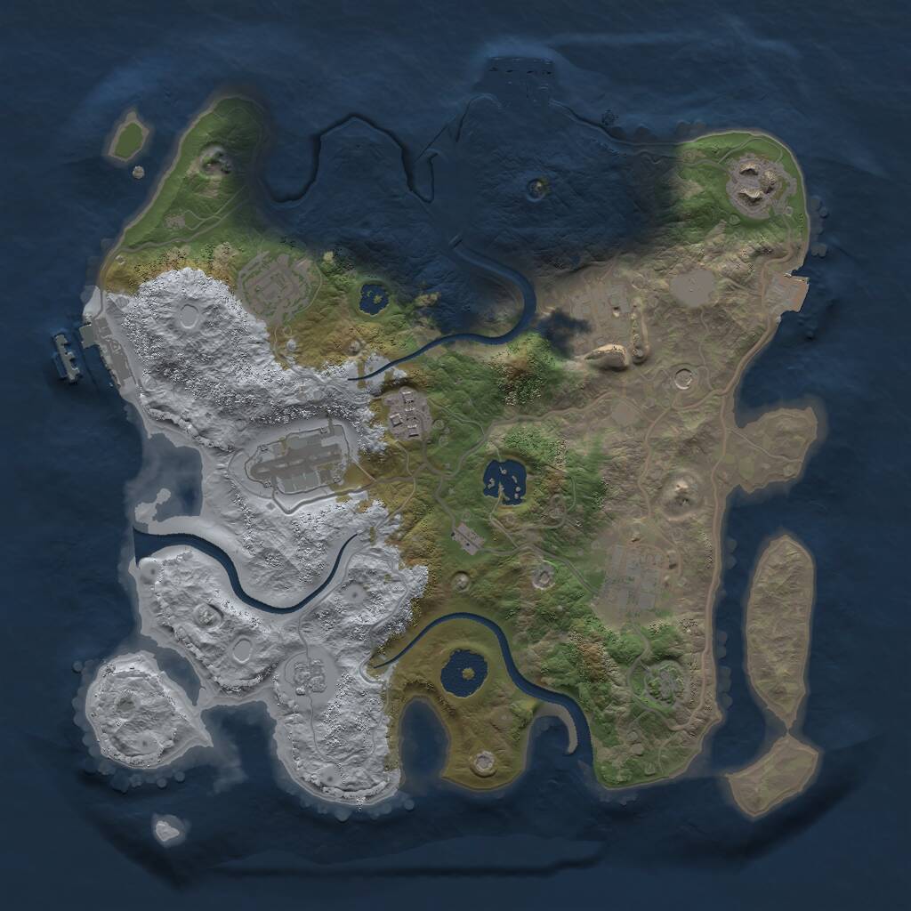 Rust Map: Procedural Map, Size: 3000, Seed: 667207236, 13 Monuments