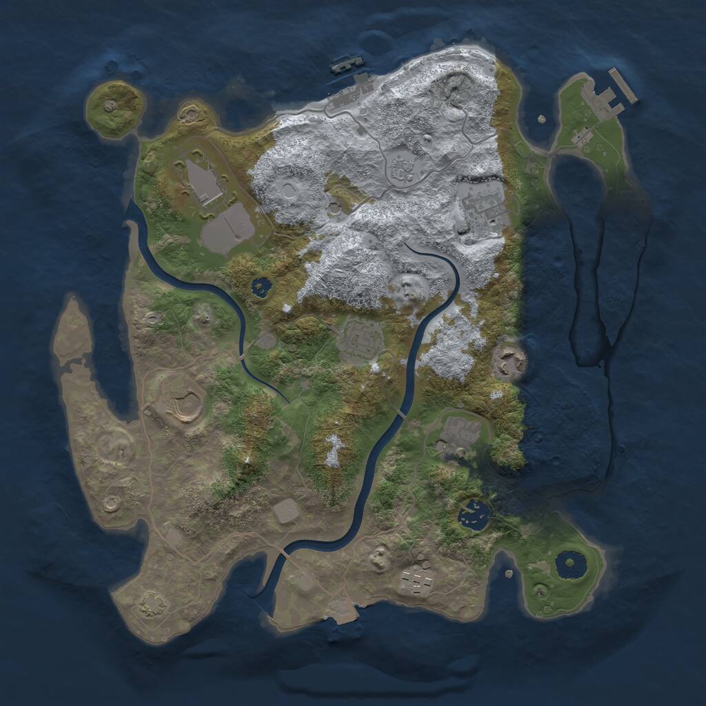 Rust Map: Procedural Map, Size: 3500, Seed: 695434, 14 Monuments