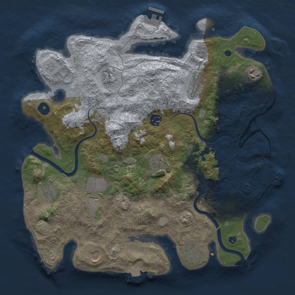 Rust Map: Procedural Map, Size: 3750, Seed: 528797660, 16 Monuments