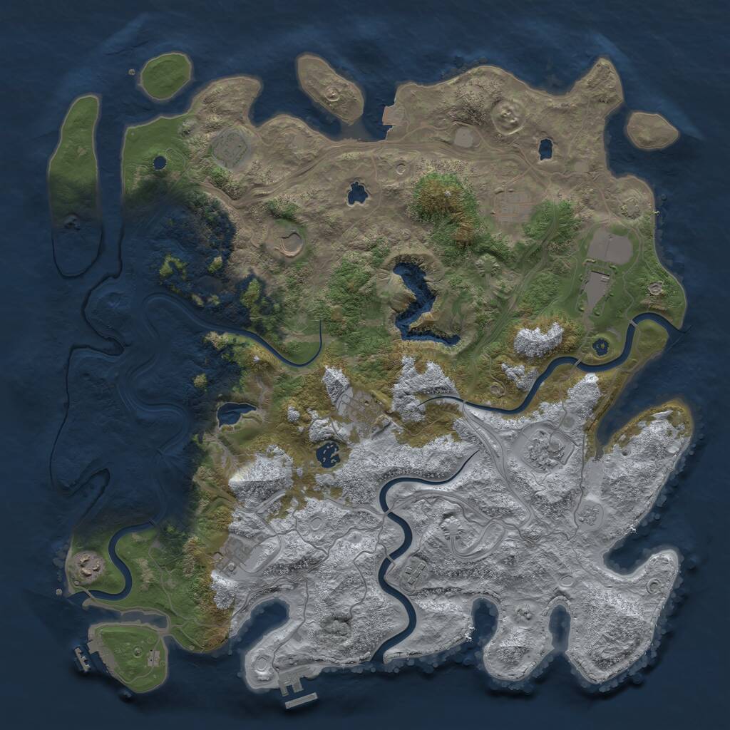 Rust Map: Procedural Map, Size: 4500, Seed: 1892285746, 16 Monuments