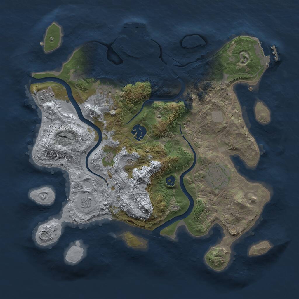 Rust Map: Procedural Map, Size: 3000, Seed: 181829867, 9 Monuments