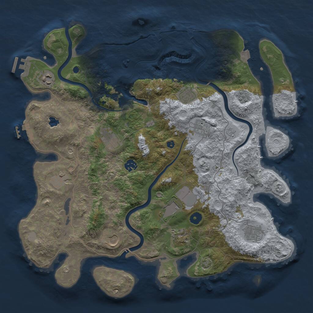 Rust Map: Procedural Map, Size: 4000, Seed: 1028534044, 17 Monuments