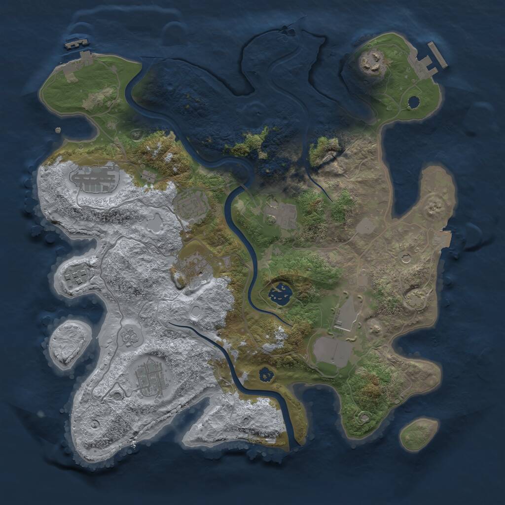 Rust Map: Procedural Map, Size: 3500, Seed: 129854165, 15 Monuments