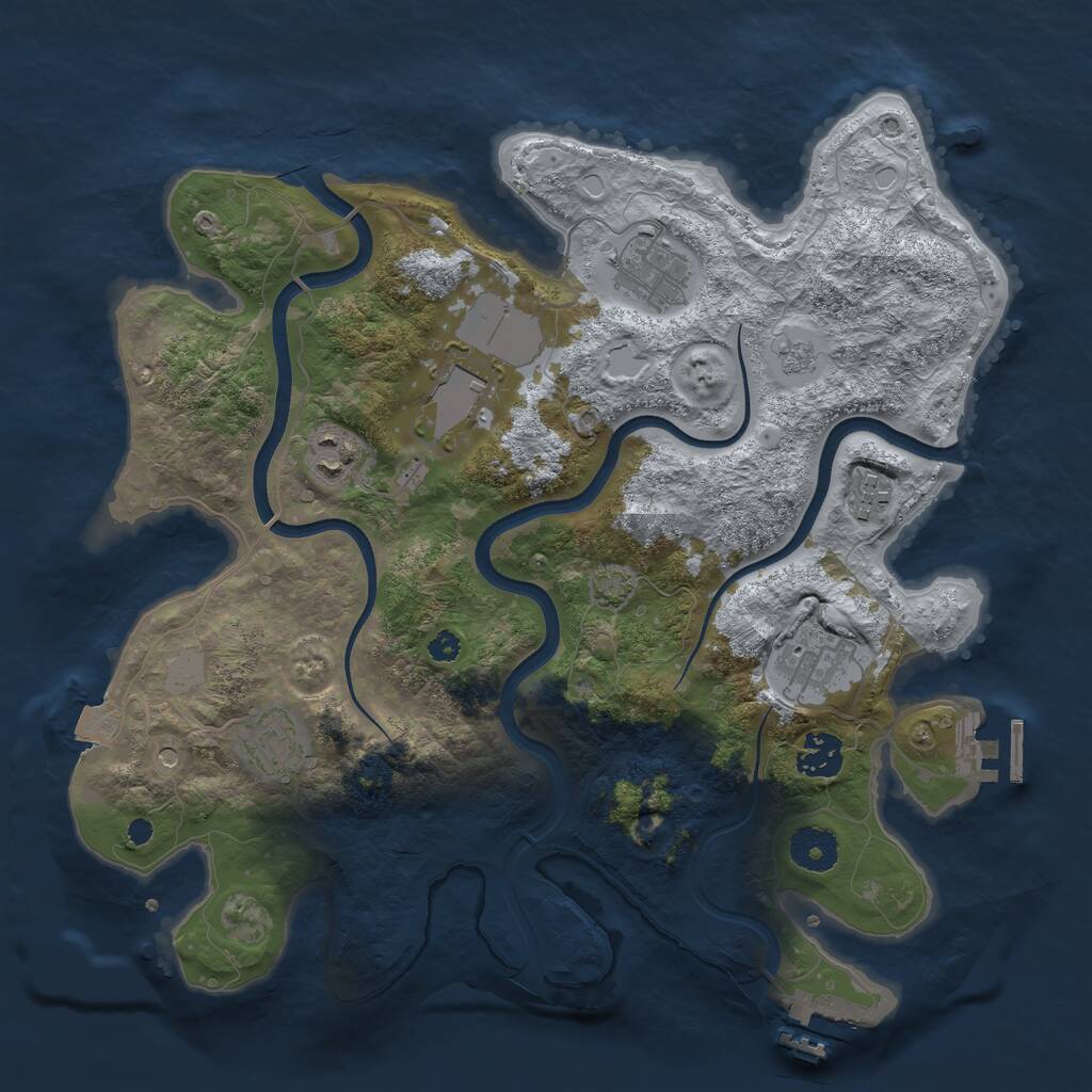 Rust Map: Procedural Map, Size: 3500, Seed: 616319464, 13 Monuments