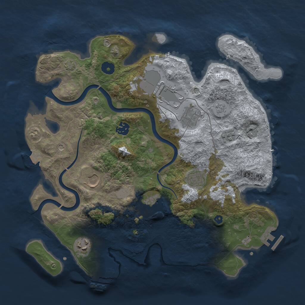 Rust Map: Procedural Map, Size: 3500, Seed: 1255332410, 14 Monuments