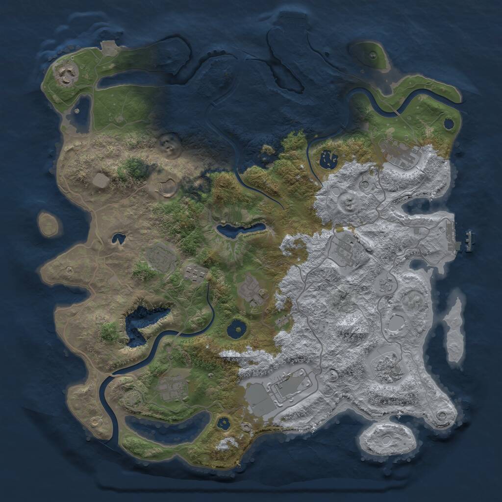 Rust Map: Procedural Map, Size: 4000, Seed: 1654944243, 17 Monuments