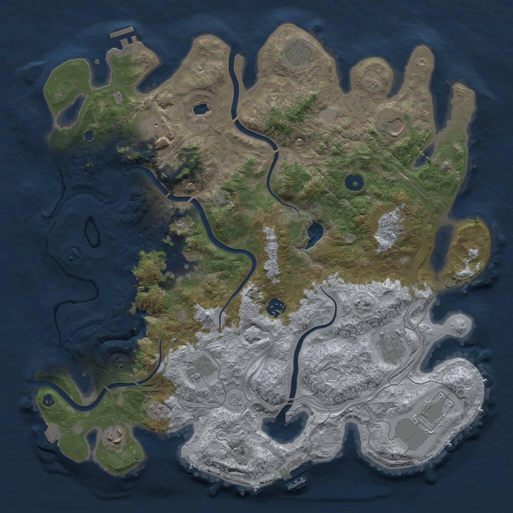 Rust Map: Procedural Map, Size: 4250, Seed: 691127045, 17 Monuments