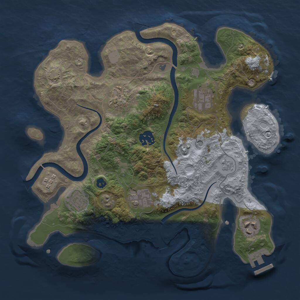 Rust Map: Procedural Map, Size: 3000, Seed: 1818520215, 12 Monuments