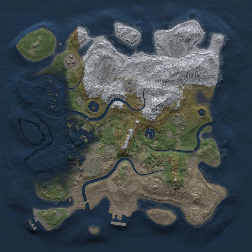 Rust Map: Procedural Map, Size: 3500, Seed: 307020495, 13 Monuments
