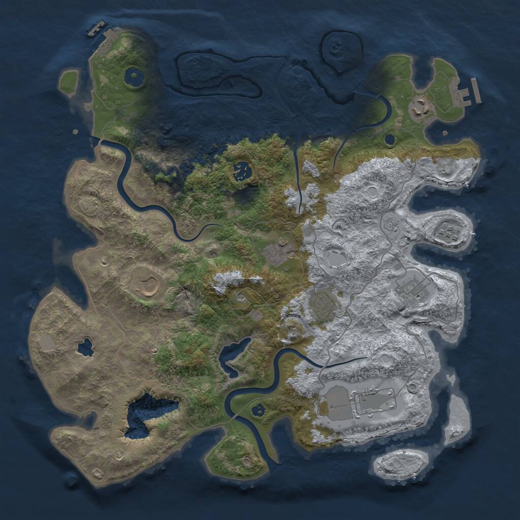 Rust Map: Procedural Map, Size: 4000, Seed: 693820, 14 Monuments