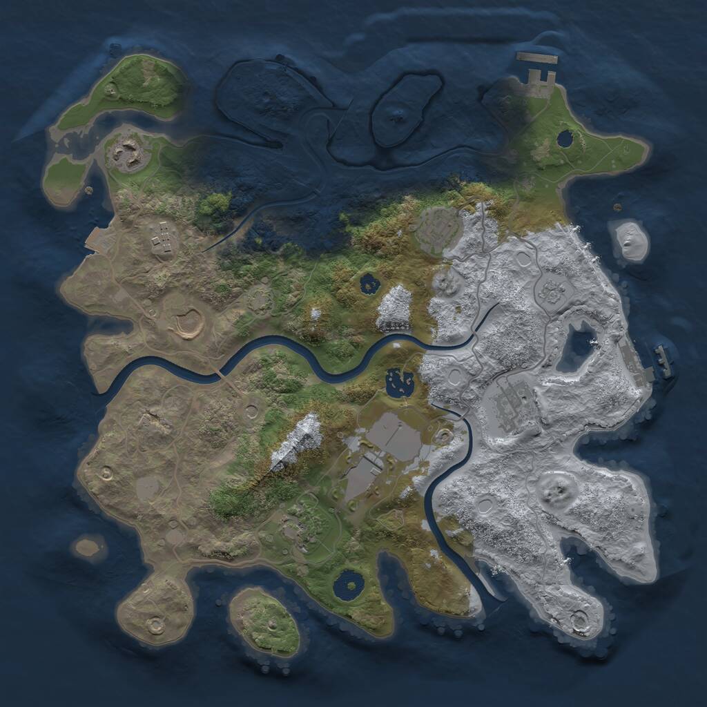 Rust Map: Procedural Map, Size: 3500, Seed: 1910878344, 14 Monuments