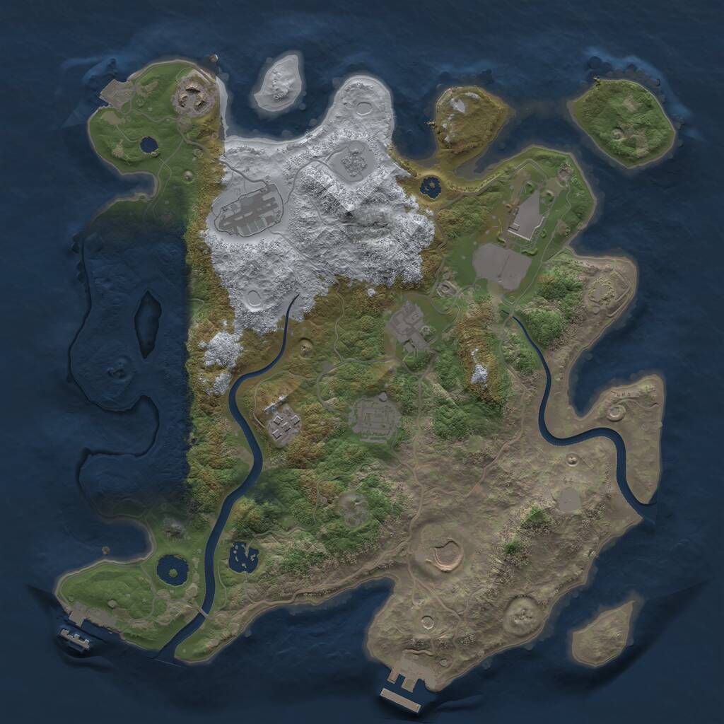 Rust Map: Procedural Map, Size: 3500, Seed: 17391, 14 Monuments