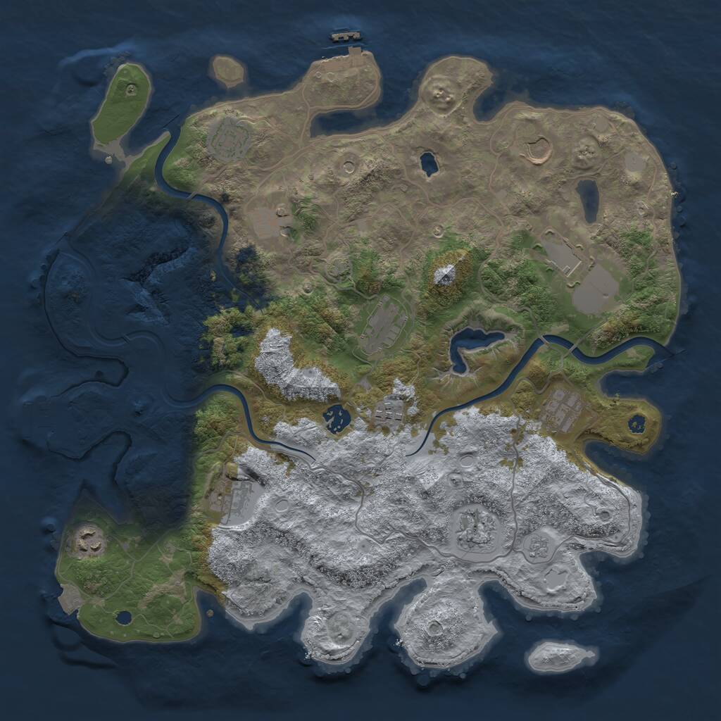 Rust Map: Procedural Map, Size: 4000, Seed: 564416225, 17 Monuments