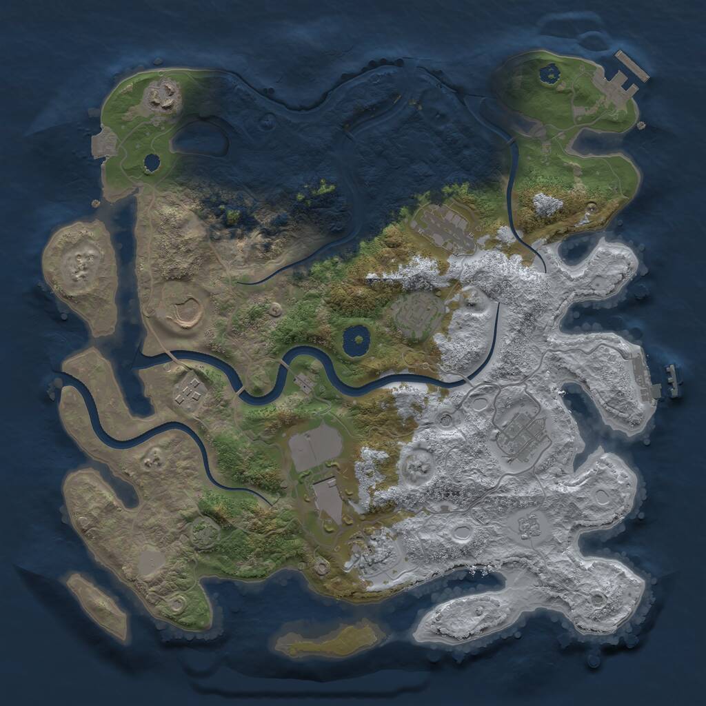 Rust Map: Procedural Map, Size: 3500, Seed: 64928, 14 Monuments