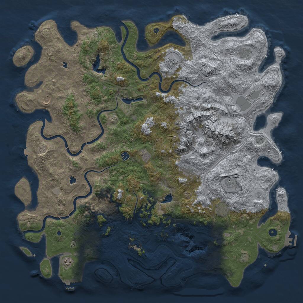Rust Map: Procedural Map, Size: 5600, Seed: 479348440, 17 Monuments