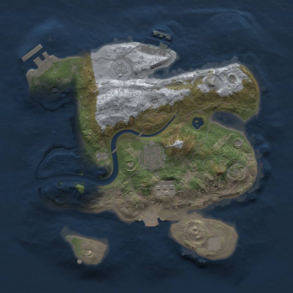 Rust Map: Procedural Map, Size: 2500, Seed: 2120689252, 8 Monuments