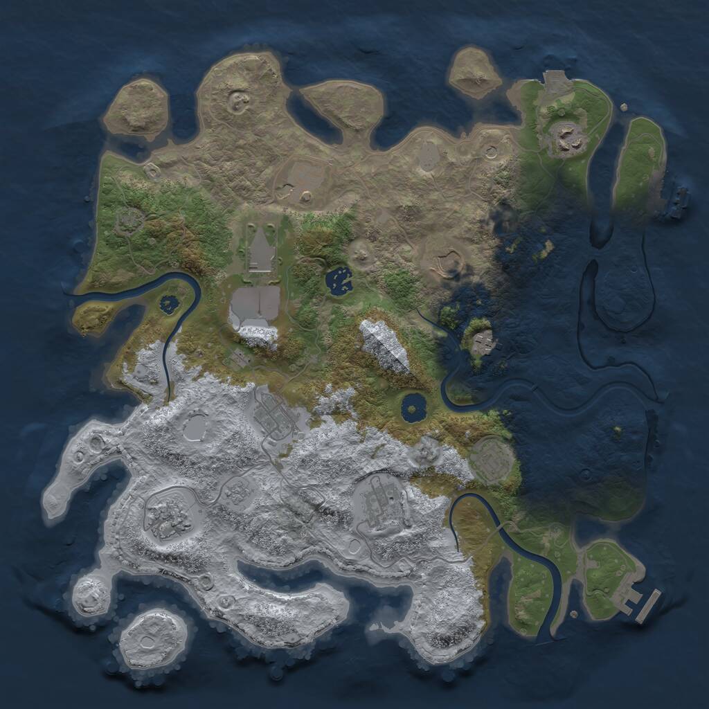 Rust Map: Procedural Map, Size: 3800, Seed: 103637351, 16 Monuments