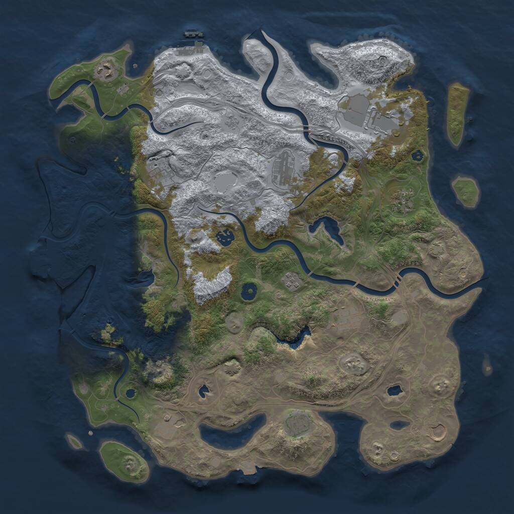 Rust Map: Procedural Map, Size: 4500, Seed: 556756379, 17 Monuments