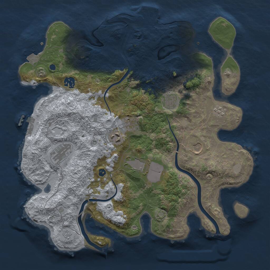Rust Map: Procedural Map, Size: 3600, Seed: 2055429172, 14 Monuments