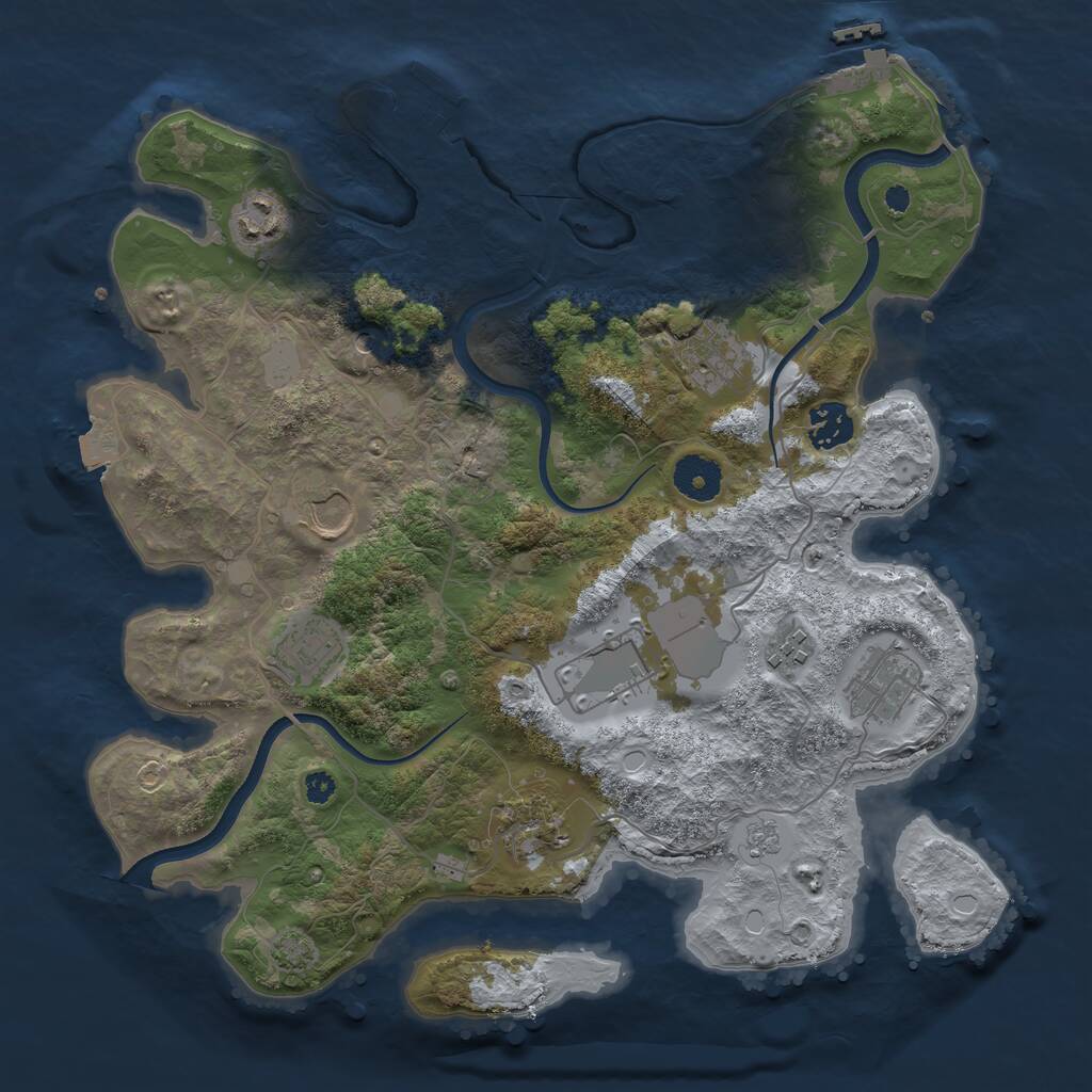 Rust Map: Procedural Map, Size: 3500, Seed: 102592631, 15 Monuments