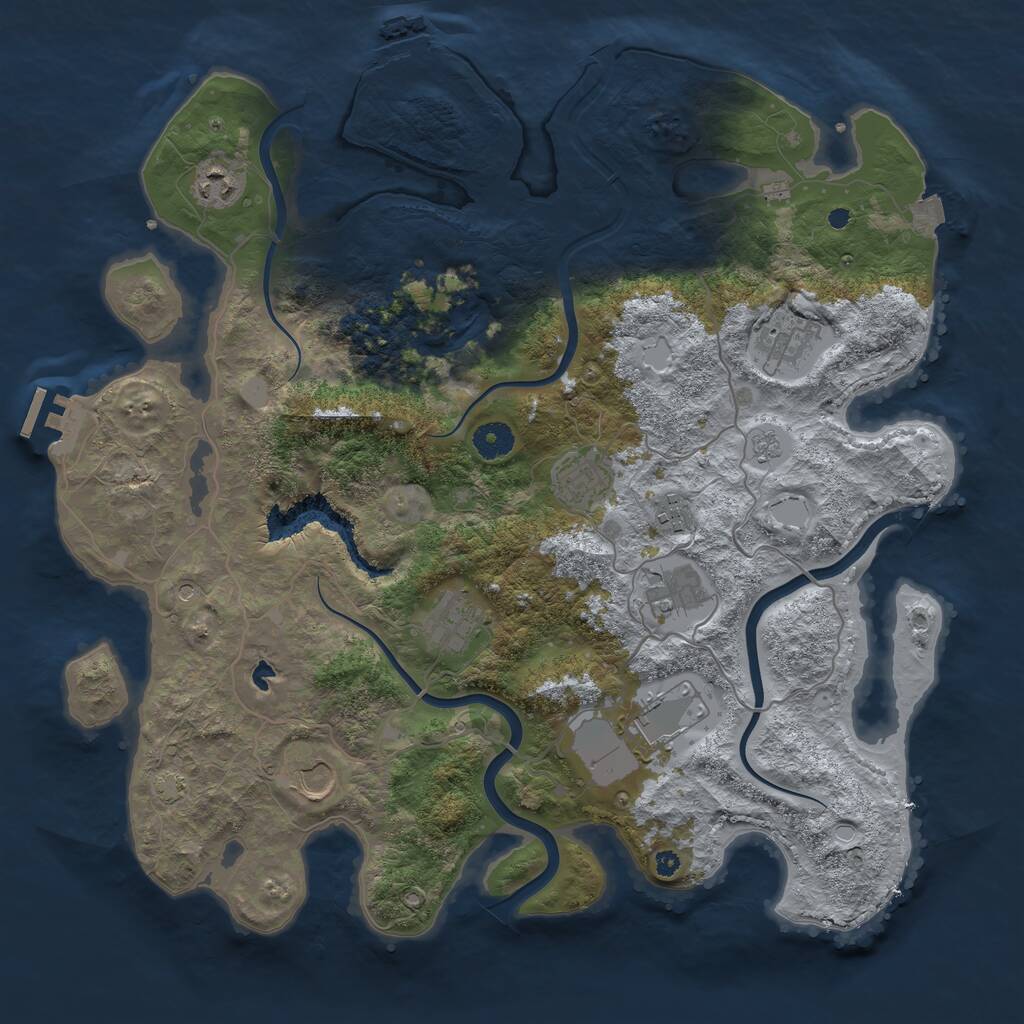Rust Map: Procedural Map, Size: 4000, Seed: 1226244222, 14 Monuments
