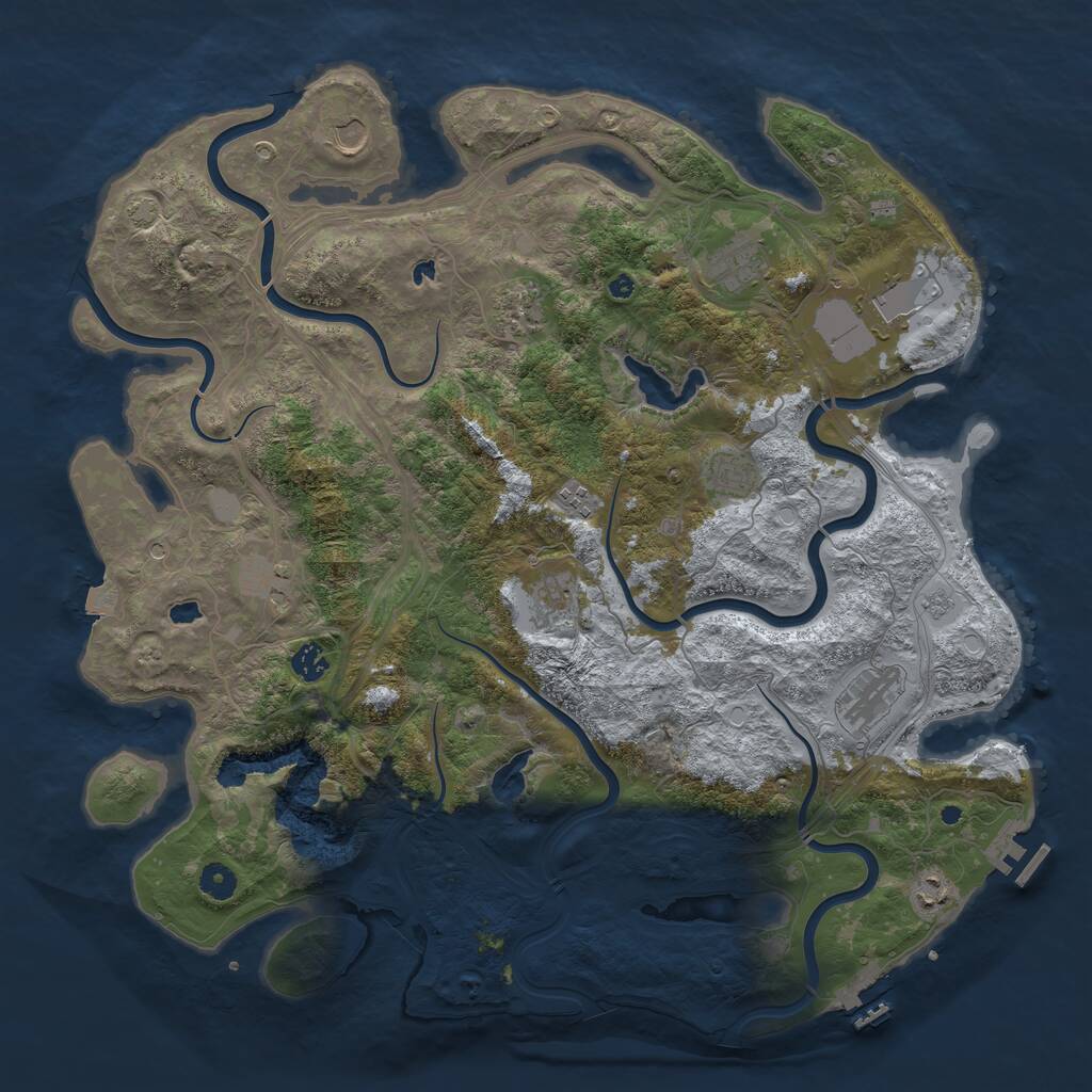 Rust Map: Procedural Map, Size: 4500, Seed: 1468634261, 17 Monuments